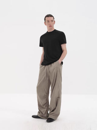 NFAI Draped Trousers-Matte Gold