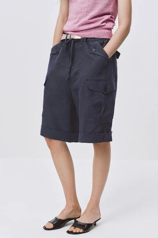 Simple Project Linen Shorts-Deep Indigo