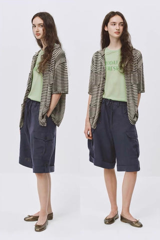 Simple Project Linen Shorts-Deep Indigo