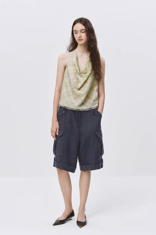 Simple Project Linen Shorts-Deep Indigo