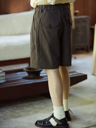MIZUTOKI French Work Shorts-Dark Brown