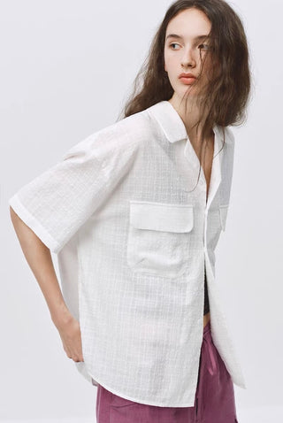 Simple Project Seersucker Shirt-White
