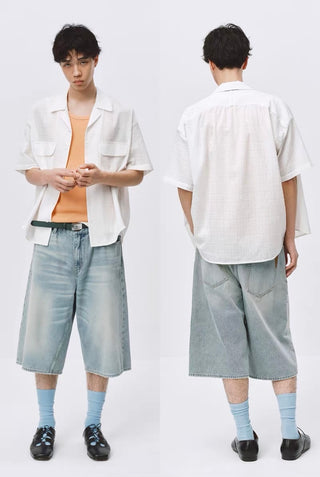 Simple Project Seersucker Shirt-White