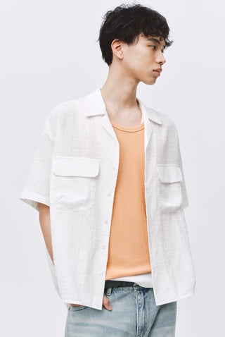 Simple Project Seersucker Shirt-White