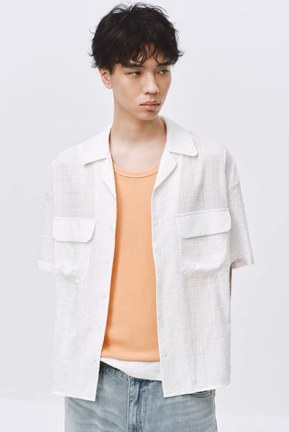 Simple Project Seersucker Shirt-White