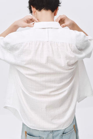 Simple Project Seersucker Shirt-White