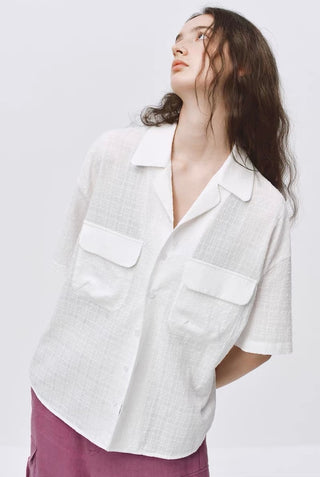 Simple Project Seersucker Shirt-White