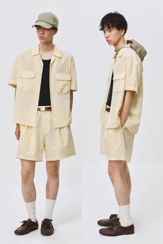 Simple Project Seersucker Shirt-Pale Yellow