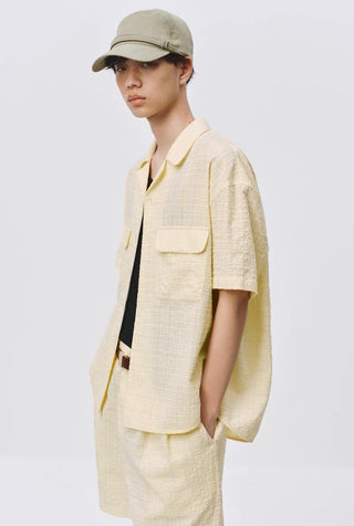 Simple Project Seersucker Shirt-Pale Yellow