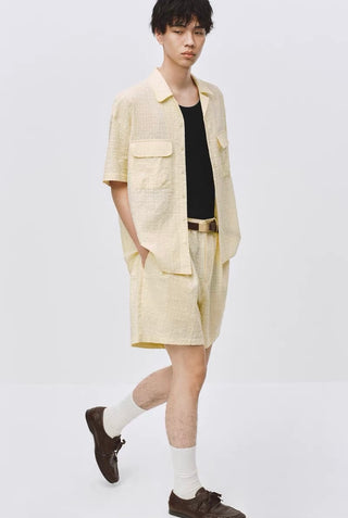 Simple Project Seersucker Shirt-Pale Yellow