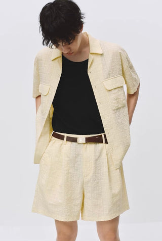 Simple Project Seersucker Shirt-Pale Yellow