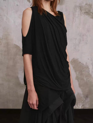 ILNya Layered Draped Tee-Black