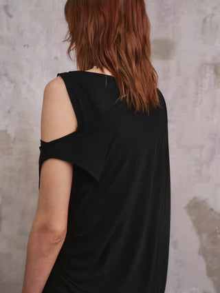 ILNya Layered Draped Tee-Black