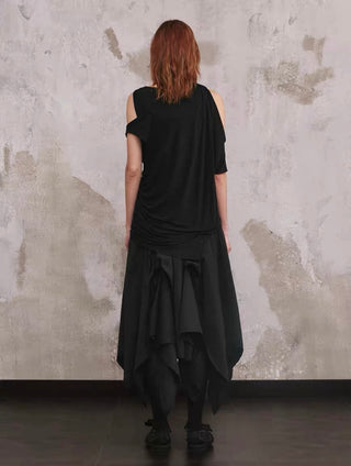 ILNya Layered Draped Tee-Black