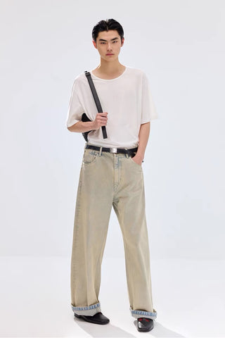 Simple Project Khaki Washed Jeans