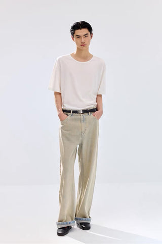 Simple Project Khaki Washed Jeans