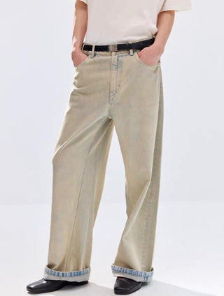 Simple Project Khaki Washed Jeans