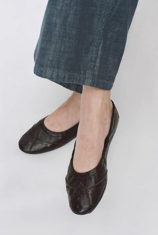 Simple Project Brogue Ballet Flats-Bark Brown