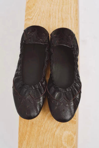 Simple Project Brogue Ballet Flats-Bark Brown