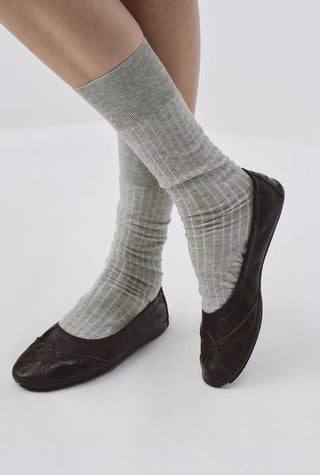 Simple Project Brogue Ballet Flats-Bark Brown