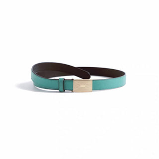 Simple Project Brass Buckle Belt-Teal Green