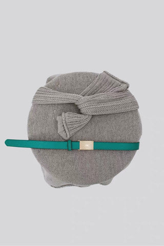 Simple Project Brass Buckle Belt-Teal Green
