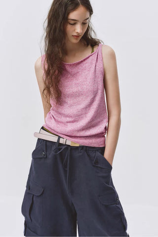 Simple Project Brass Buckle Belt-Pink