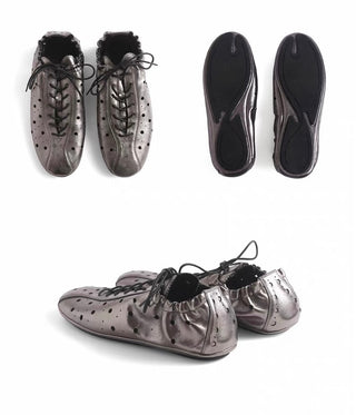 Simple Project Riding Leather Shoes-Carbon Silver