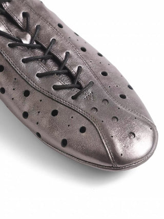 Simple Project Riding Leather Shoes-Carbon Silver