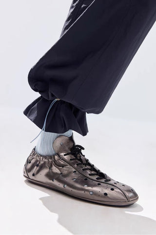 Simple Project Riding Leather Shoes-Carbon Silver