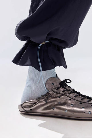 Simple Project Riding Leather Shoes-Carbon Silver
