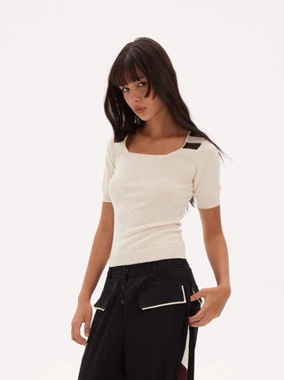 597c Square-Neck Knit Top