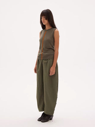 597c Army Green Knit Tank Top