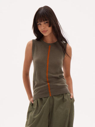 597c Army Green Knit Tank Top