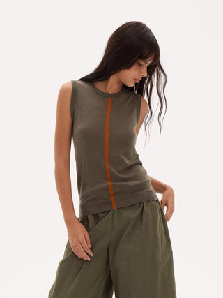 597c Army Green Knit Tank Top