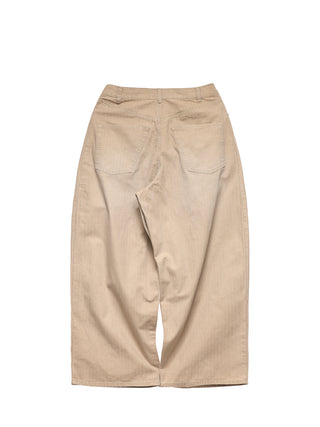 6CRAYON Khaki Vintage Herringbone Washed Trousers