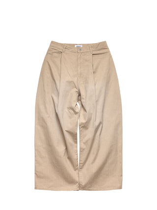 6CRAYON Khaki Vintage Herringbone Washed Trousers
