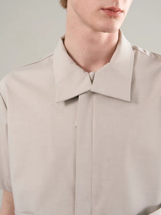 Conchoboe Shawl Shirt-Beige