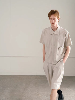 Conchoboe Shawl Shirt-Beige