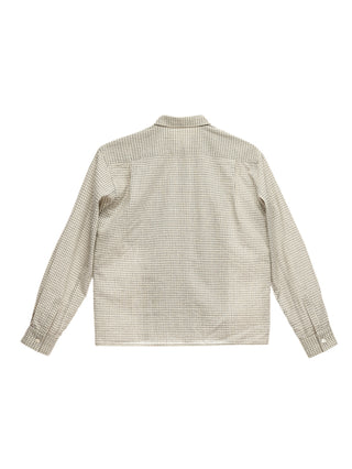 6CRAYON Retro Off-White Plaid Cotton Peplum Blouse