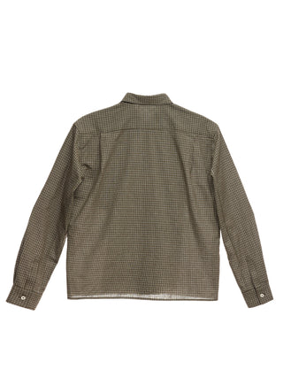 6CRAYON Retro Military Green Plaid Cotton Peplum Blouse