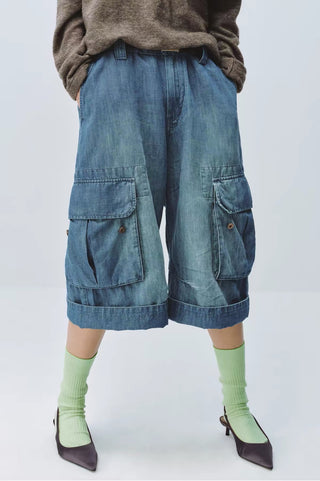 Simple Project Linen Cargo Shorts