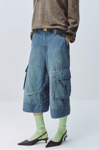 Simple Project Linen Cargo Shorts