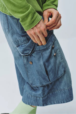 Simple Project Linen Cargo Shorts