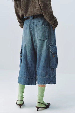 Simple Project Linen Cargo Shorts