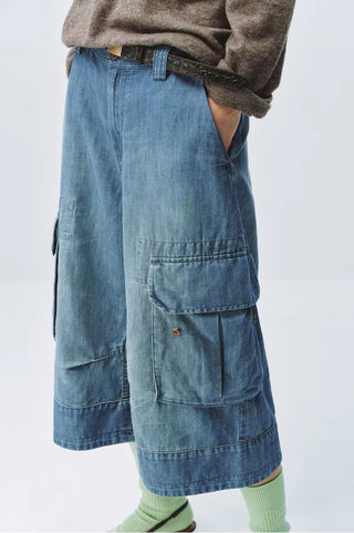 Simple Project Linen Cargo Shorts