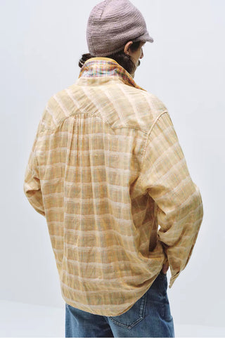 Simple Project Gauze Fringe Plaid Shirt