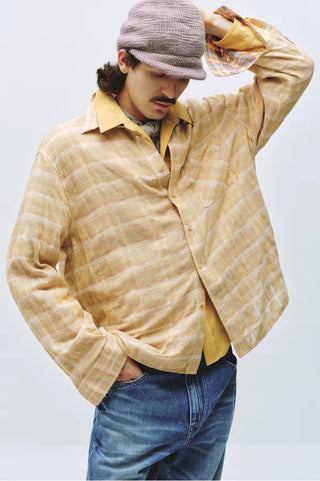 Simple Project Gauze Fringe Plaid Shirt