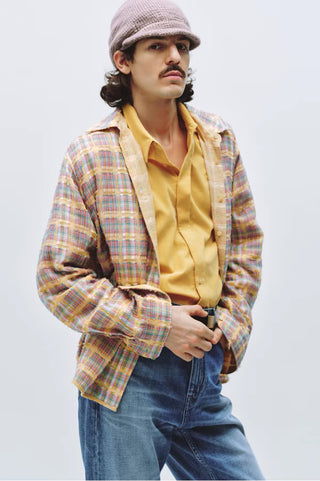 Simple Project Gauze Fringe Plaid Shirt