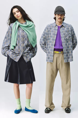 Simple Project Gauze Fringe Plaid Shirt